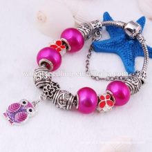 personalized cute lovely rose red seed bead owl handmade bracelet